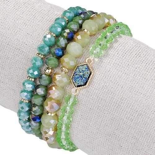 Arm Candy Natural Stone And Glass Crystal Bracelets