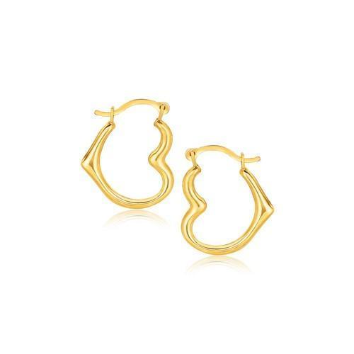 10k Yellow Gold Heart Hoop Earrings