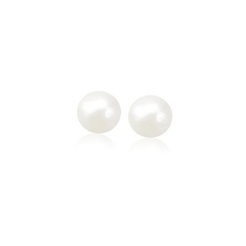 14k Yellow Gold Freshwater Cultured White Pearl Stud Earrings (6.0 mm)