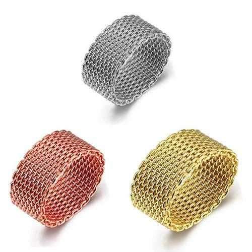 Cherish Mesh Rings In 18kt Gold Plating Rose Gold Plating And 925 Silver Plated