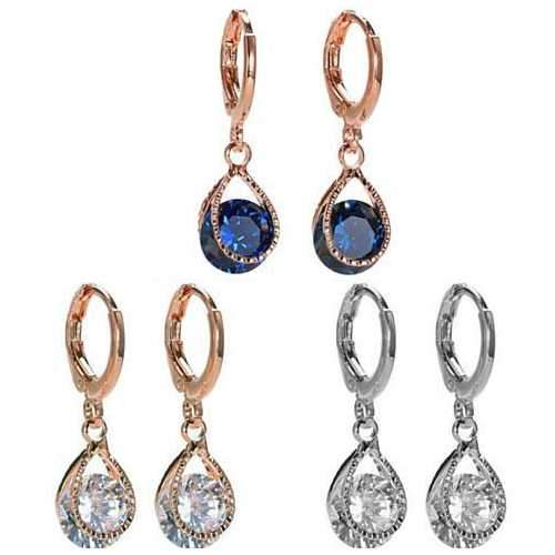 Diamond Drops Colorful Hoop Earrings In Rose Gold And Silver polish