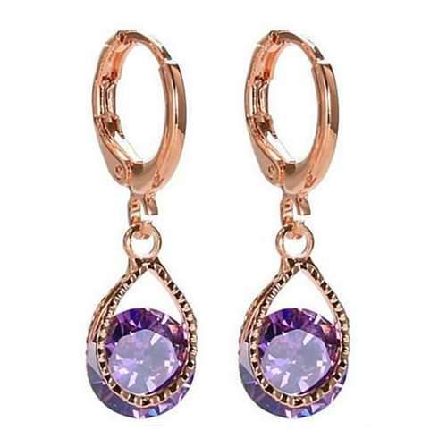 Diamond Drops Colorful Hoop Earrings In Rose Gold And Silver polish