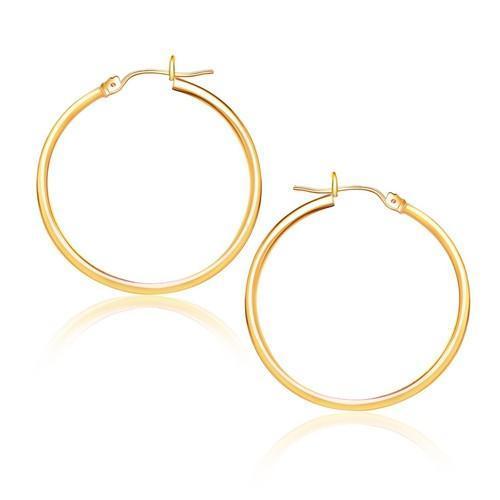 14k Yellow Gold Polished Hoop Earrings (25 mm)