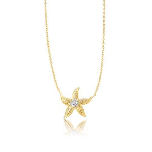 14k Two-Tone Gold Sea Life Starfish Necklace, size 18''