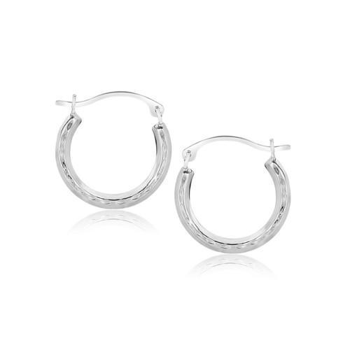 10k White Gold Fancy Hoop Earrings