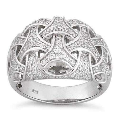 Commitment Ring Woven Style CZs On Platinum Plating