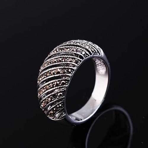 Markeza Ring In Semi Precious Marcasite Pave Crystals