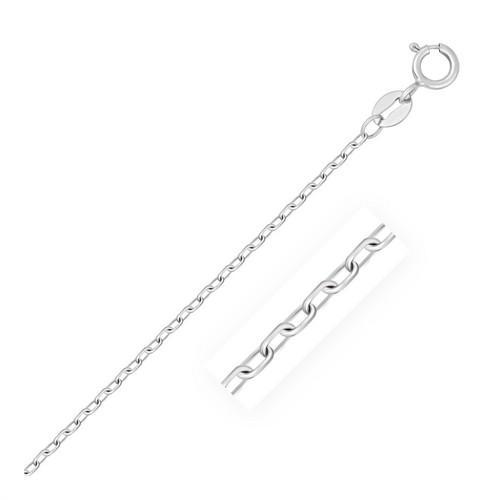 14k White Gold Faceted Cable Link Chain 1.3mm, size 16''