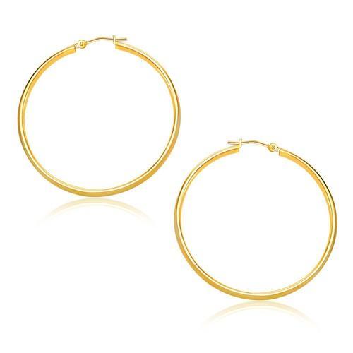 14k Yellow Gold Polished Hoop Earrings (30mm)