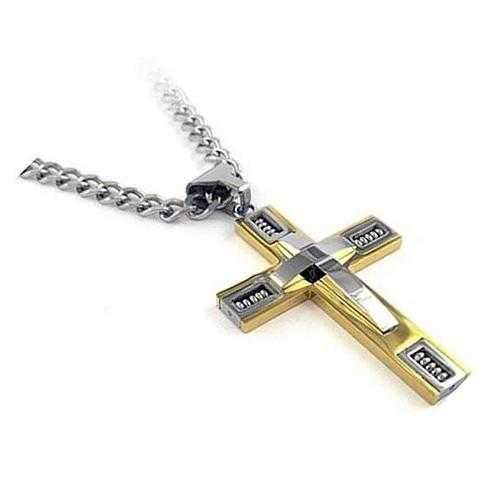 Keepsake Cross Pendant With A Curb Chain For Men 18kt Gold Plated