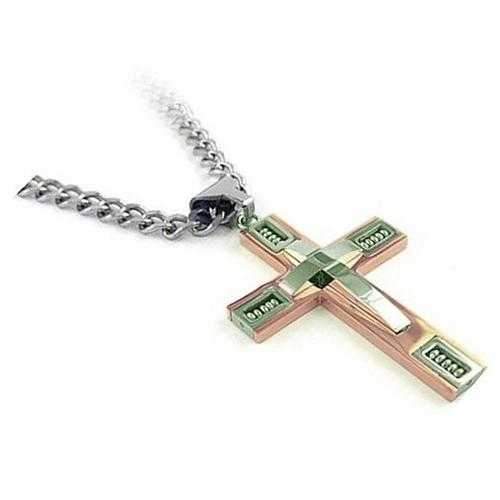 Keepsake Cross Pendant With A Curb Chain For Men 18kt Gold Plated