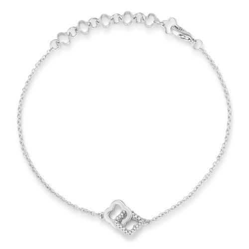 .1 Ct Rhodium Bracelet with Interlocking Floral Links