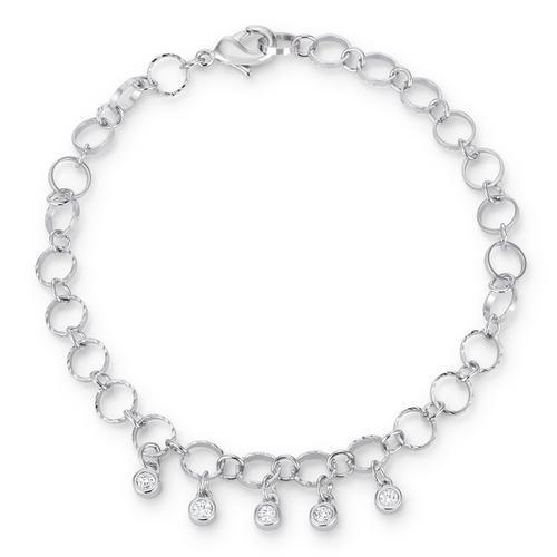 .55 Ct Stunning 8" Rhodium Bracelet with CZ Charms