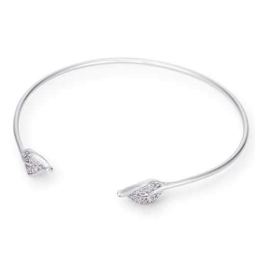 Trendy Rhodium Bracelet with Clear Cubic Zirconia Accents