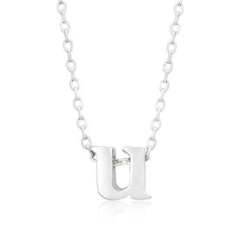 Rhodium Plated Finish Initial U Pendant