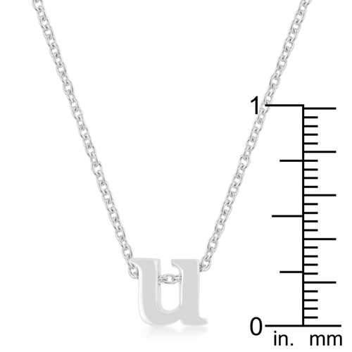 Rhodium Plated Finish Initial U Pendant