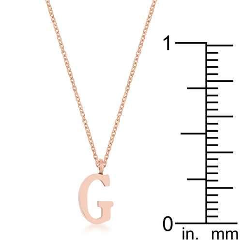 Elaina Rose Gold Stainless Steel G Initial Necklace