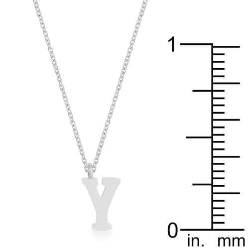 Elaina Rhodium Stainless Steel Y Initial Necklace