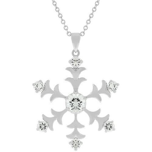 Rhodium Plated Snowflake Pendant