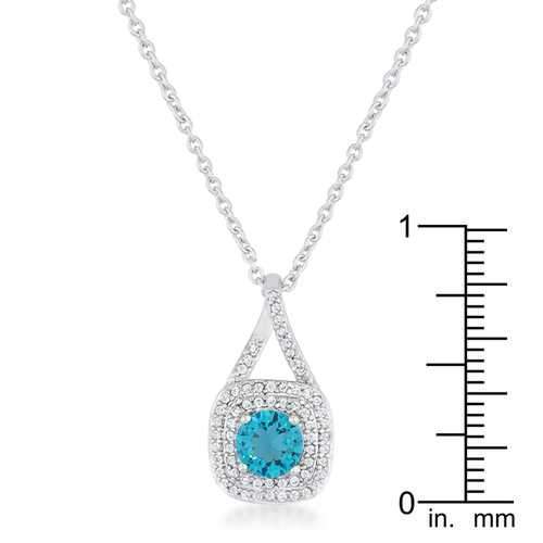 Christal 1.2ct Aqua CZ Rhodium Classic Necklace