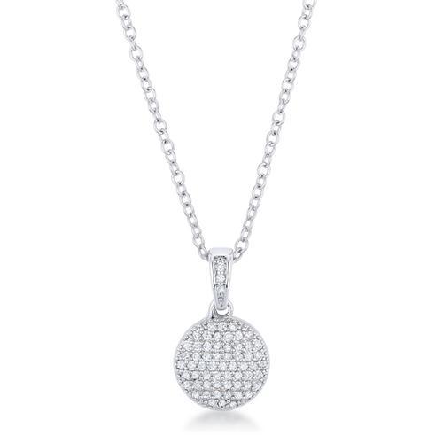 Rhodium Necklace with CZ Disk Pendant