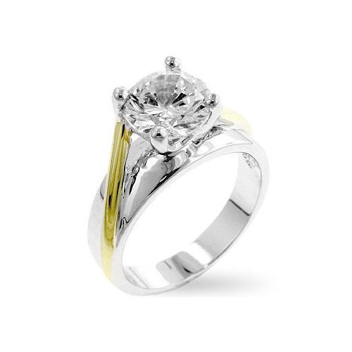 Two-tone Finish Solitaire Engagement Ring