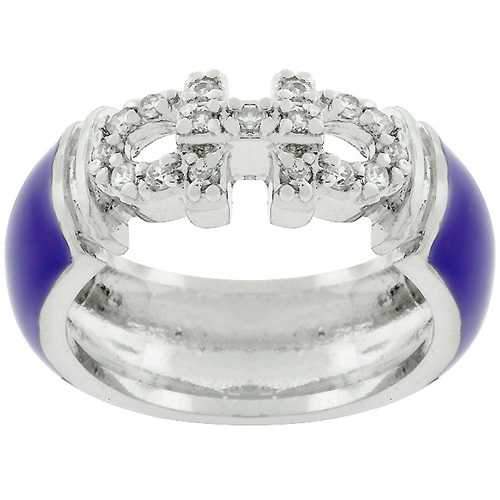 Purple Enamel Cubic Zirconia Ring
