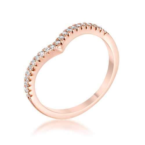 .22Ct Rose Goldtone Chevron Ring with CZ