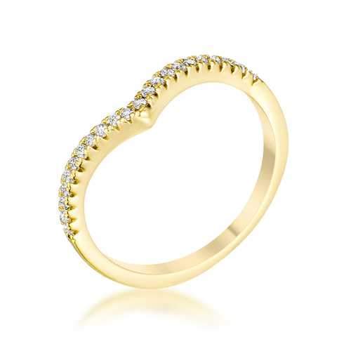 .22Ct Goldtone Chevron Ring with CZ