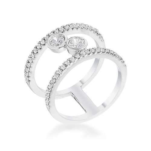 .86Ct Rhodium Plated Floating Bubbles CZ Ring