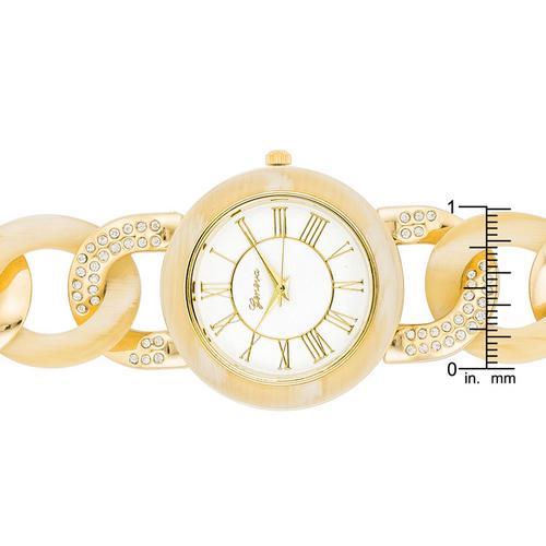 Gold Link Watch with Crystlas