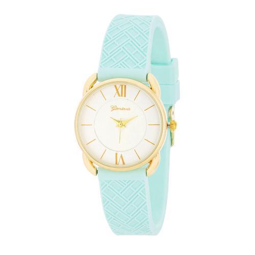 Mina Gold Classic Watch With Mint Rubber Strap