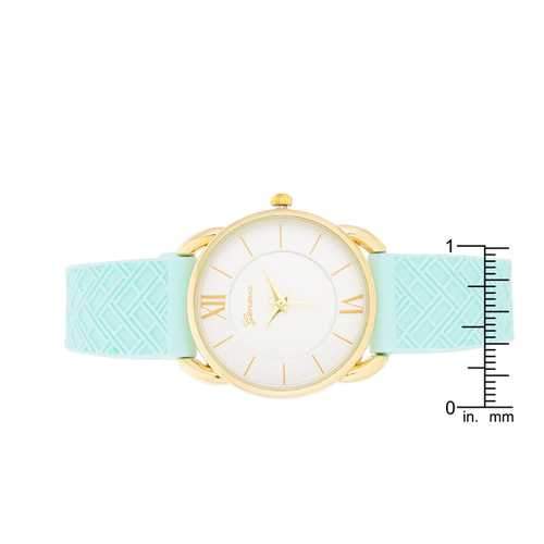 Mina Gold Classic Watch With Mint Rubber Strap